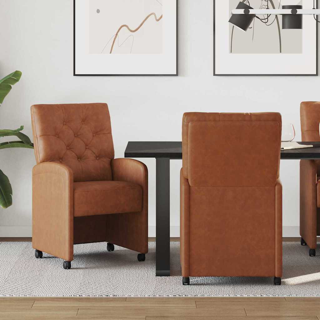 Sillas De Comedor Con Ruedas 2 Uds. Cuero Sintético