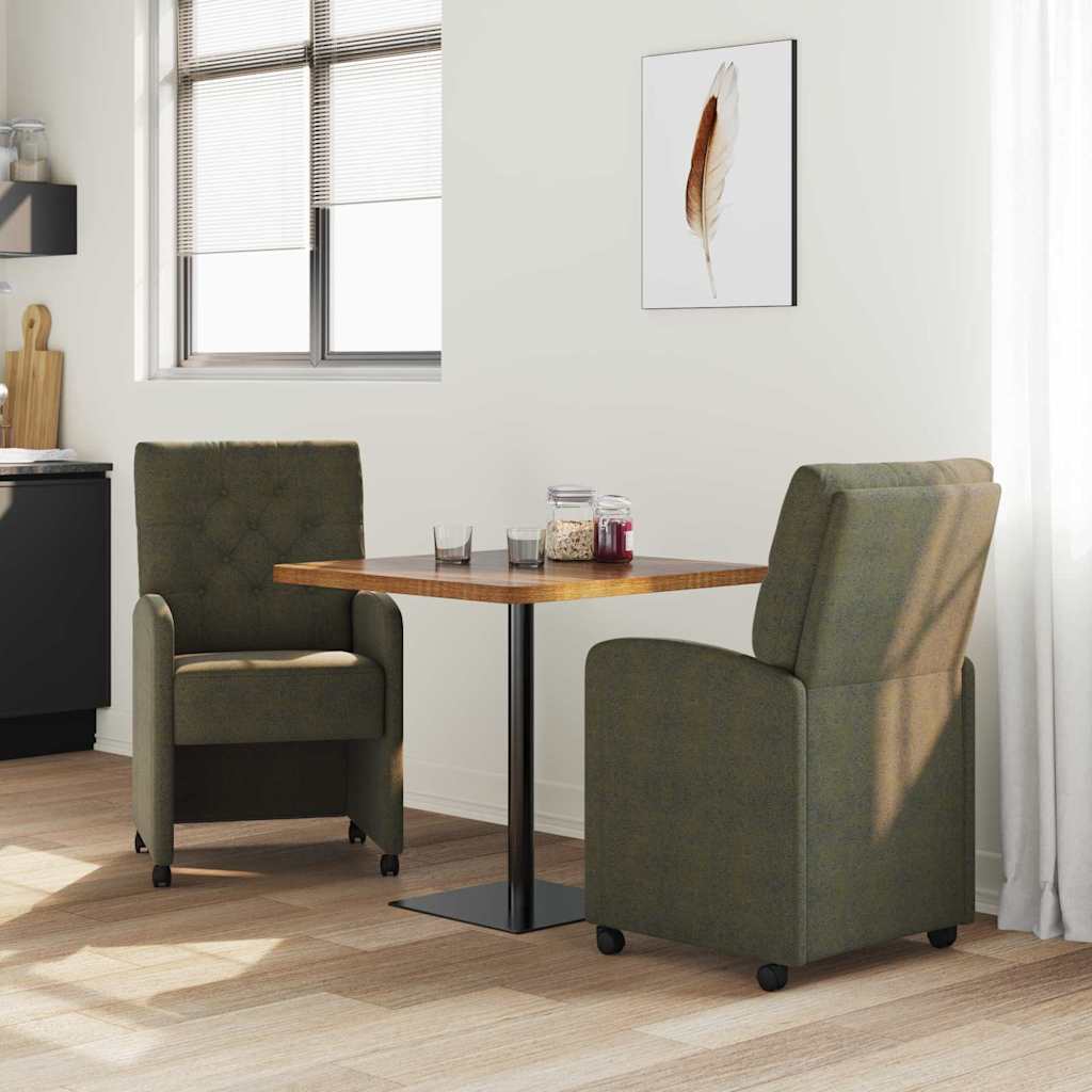 Sillas De Comedor Con Ruedas 2 Uds. Cuero De Suede Sintético