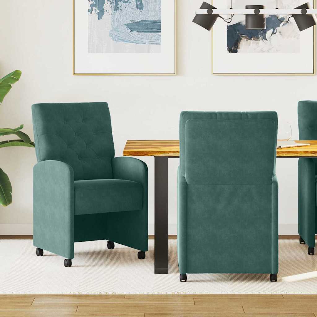 Sillas De Comedor Con Ruedas 2 Uds. Terciopelo
