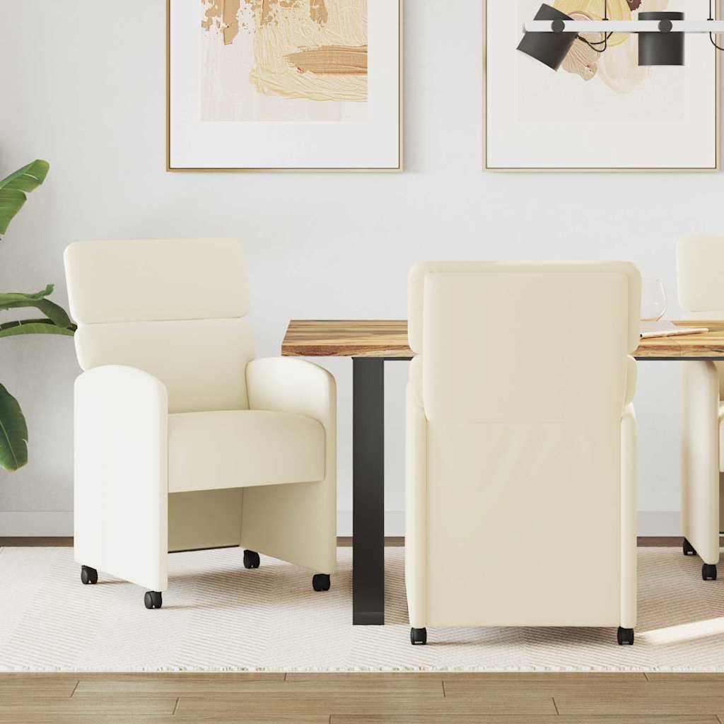 Sillas De Comedor Con Ruedas 2 Uds. Cuero Sintético