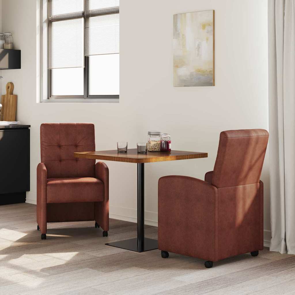 Sillas De Comedor Con Ruedas 2 Uds. Cuero Sintético