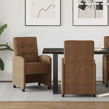 Sillas De Comedor Con Ruedas 2 Uds. Cuero De Ante Sintético