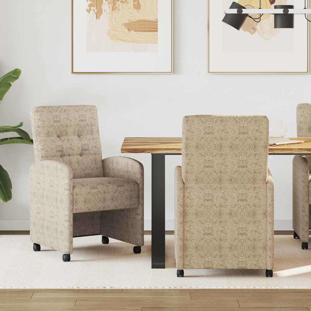Sillas De Comedor Con Ruedas 2 Uds. Cuero De Ante Sintético