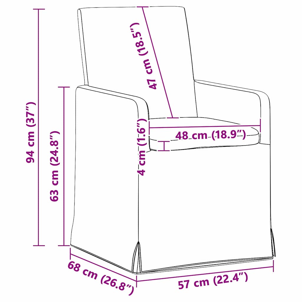 Sillas De Comedor 2 Uds. Lino 57 X 68 X 94 Cm
