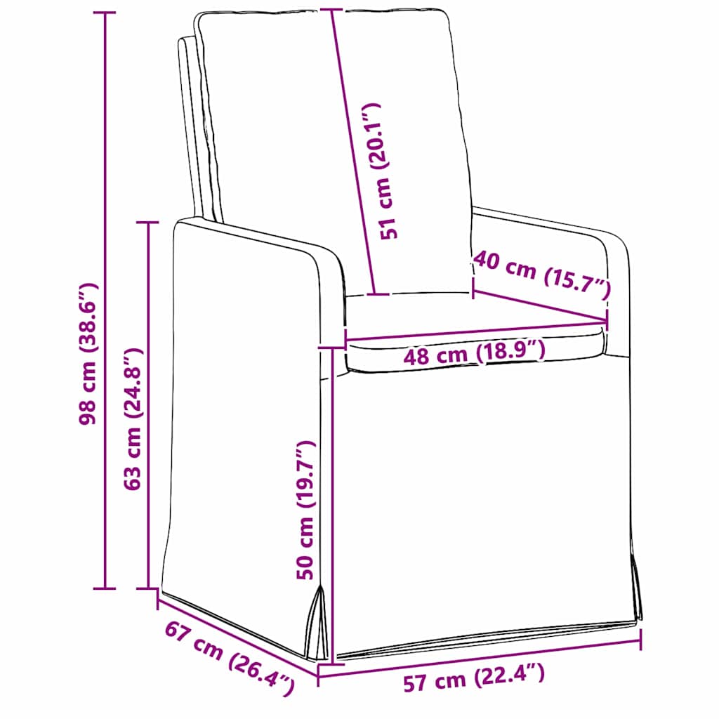Sillas De Comedor 2 Uds. Tela 57 X 67 X 98 Cm