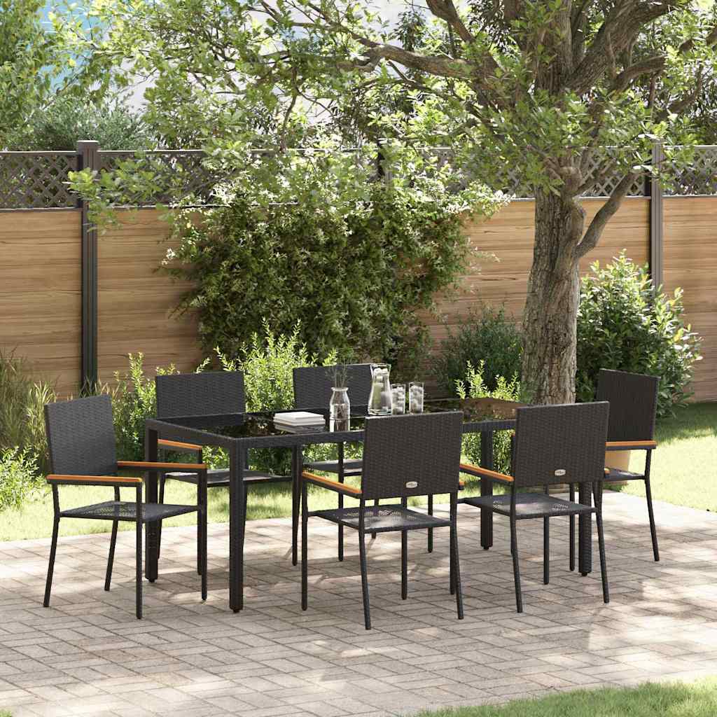 Conjunto De Comedor De Jardín 7 Pcs Ratán Sintético
