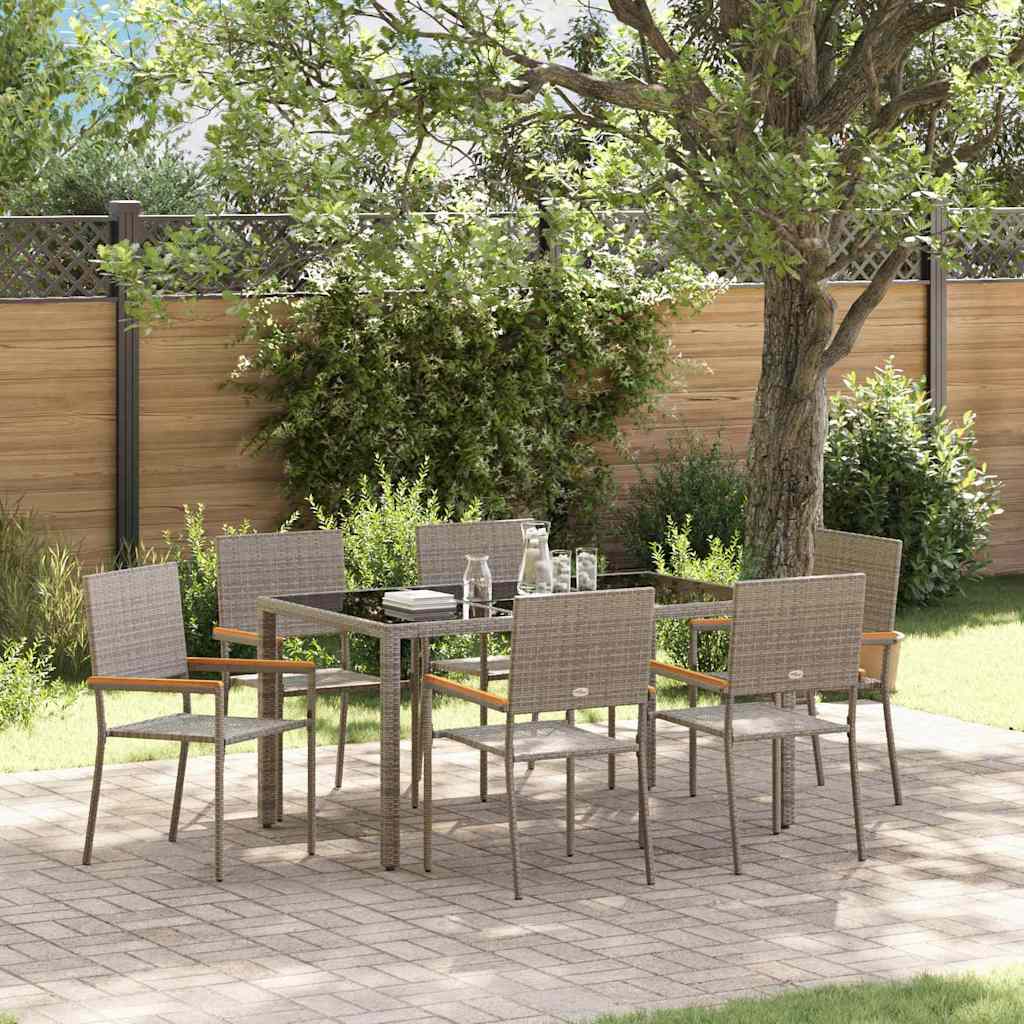 Conjunto De Comedor De Jardín 7 Pcs Ratán Sintético