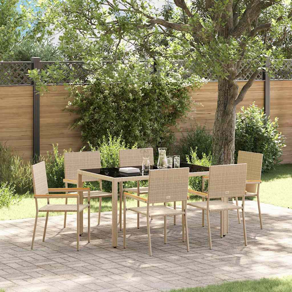 Conjunto De Comedor De Jardín 7 Pcs Ratán Sintético