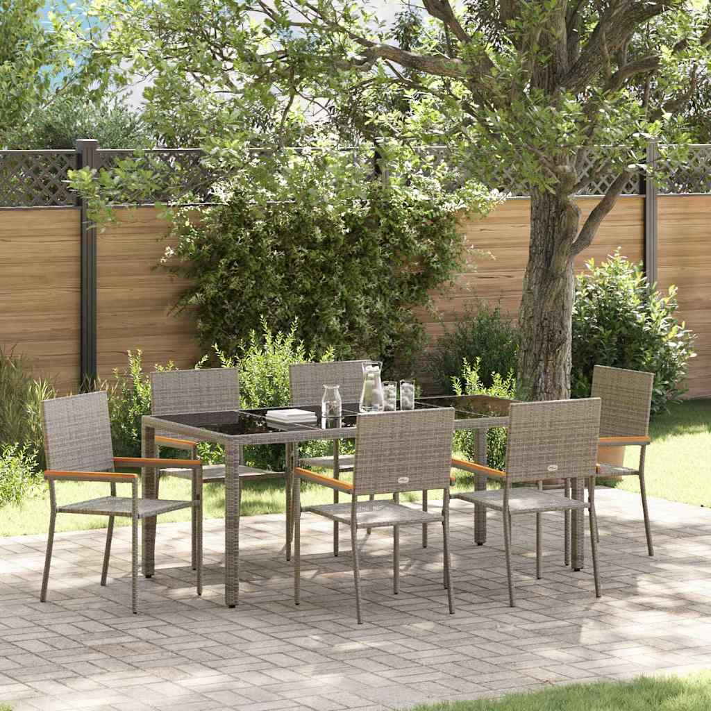Conjunto De Comedor De Jardín 7 Pcs Ratán Sintético