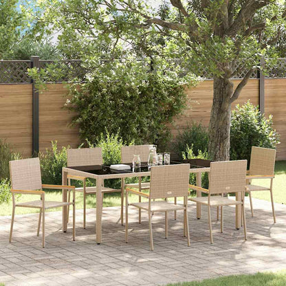 Conjunto De Comedor De Jardín 7 Pcs Ratán Sintético