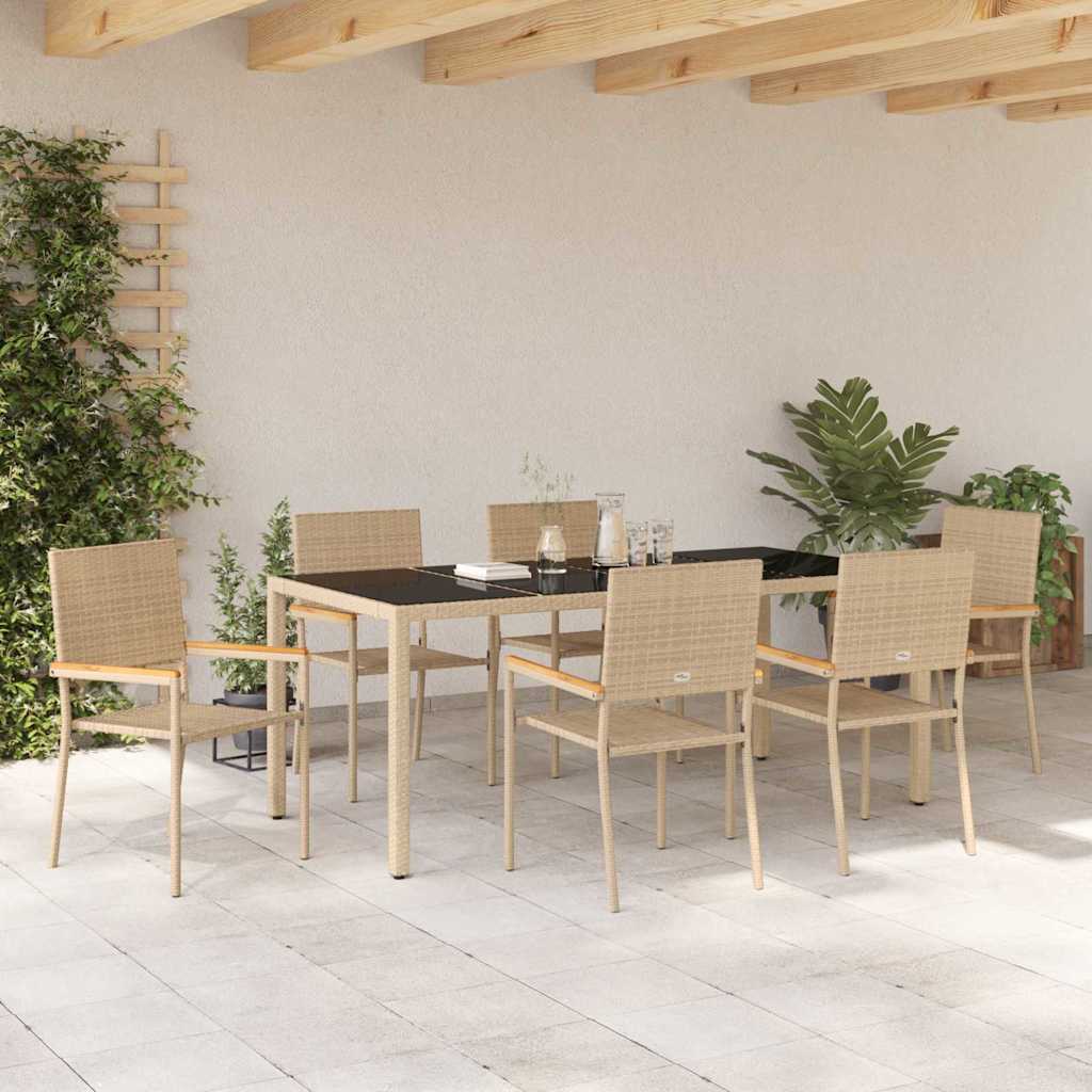 Conjunto De Comedor De Jardín 7 Pcs Ratán Sintético
