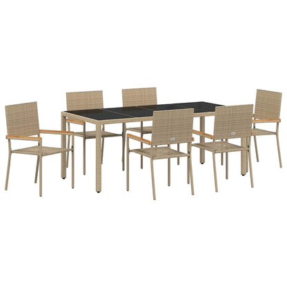 Conjunto De Comedor De Jardín 7 Pcs Ratán Sintético