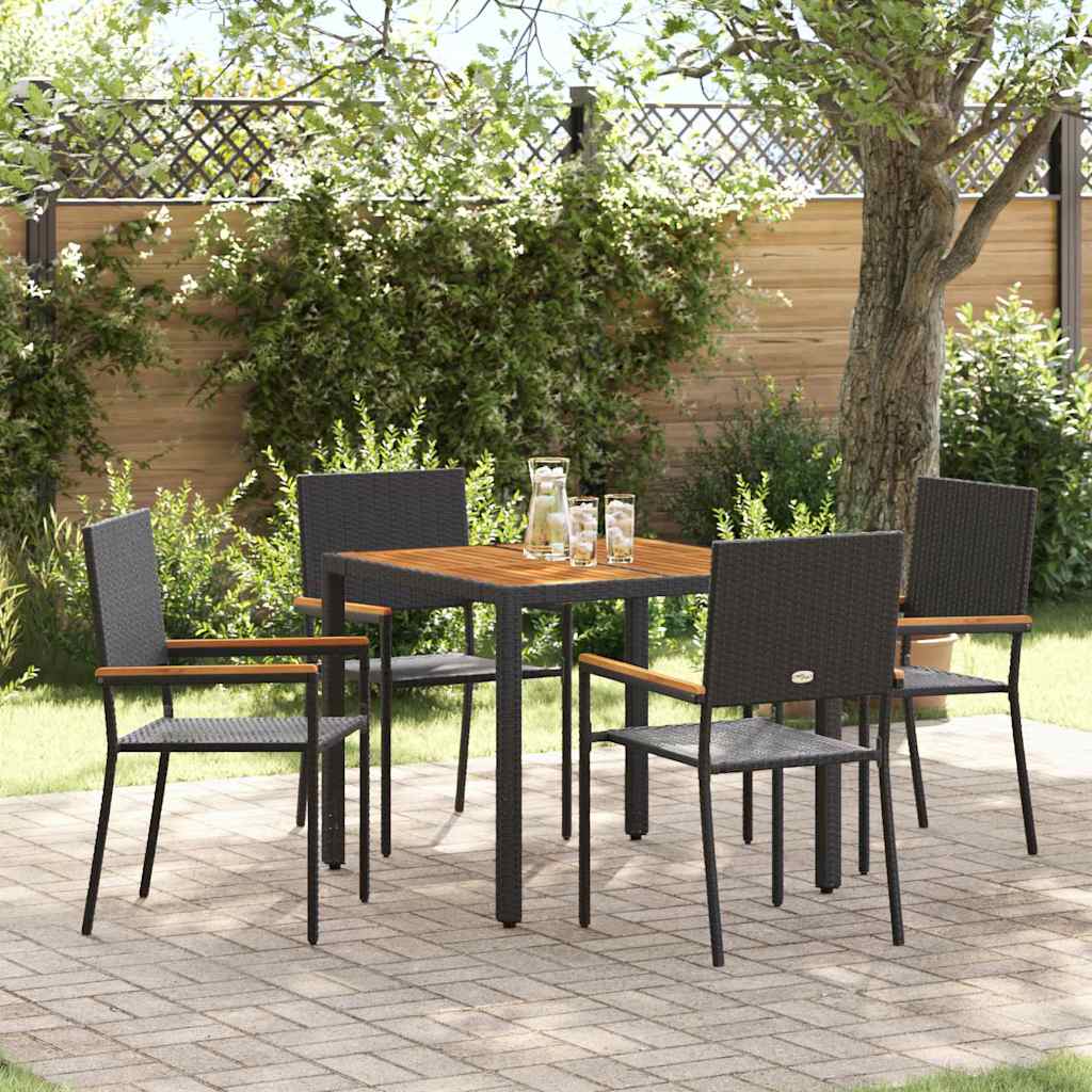Conjunto De Comedor De Jardín 9 Pcs Ratán Sintético