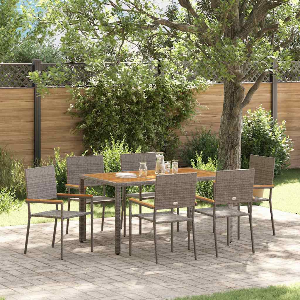 Conjunto De Comedor De Jardín 9 Pcs Ratán Sintético