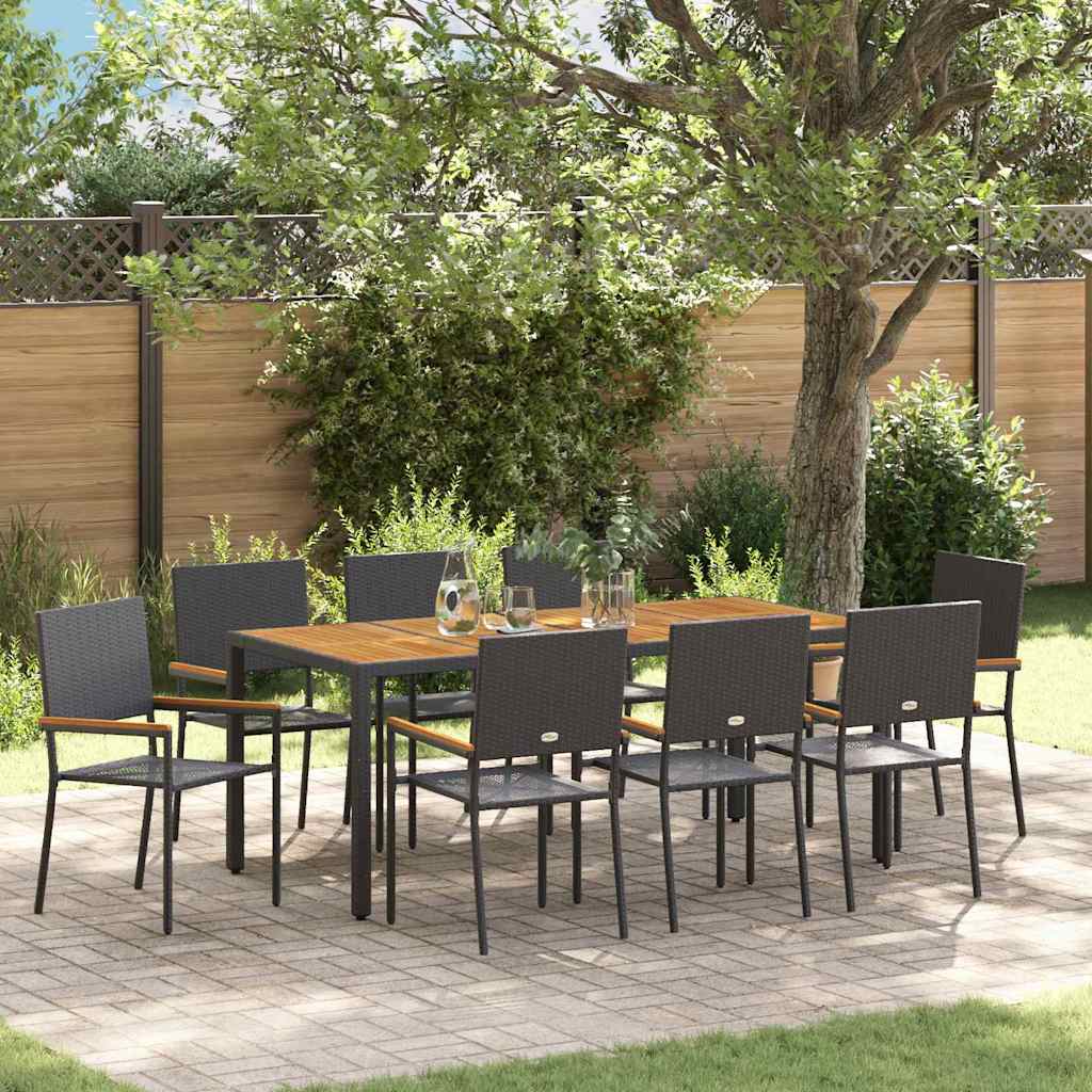 Conjunto De Comedor De Jardín 9 Pcs Ratán Sintético