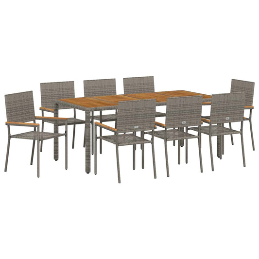 Conjunto De Comedor De Jardín 9 Pcs Ratán Sintético