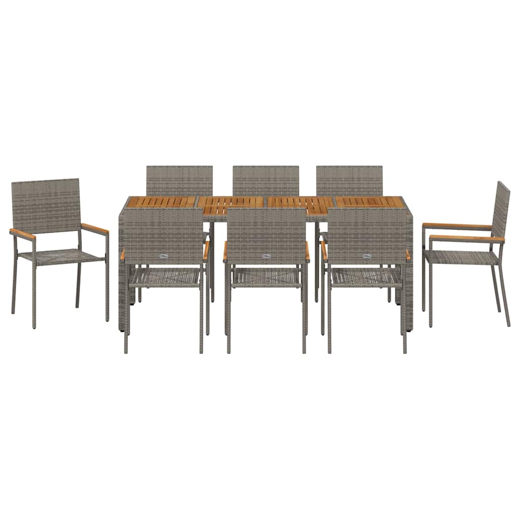Conjunto De Comedor De Jardín 9 Pcs Ratán Sintético