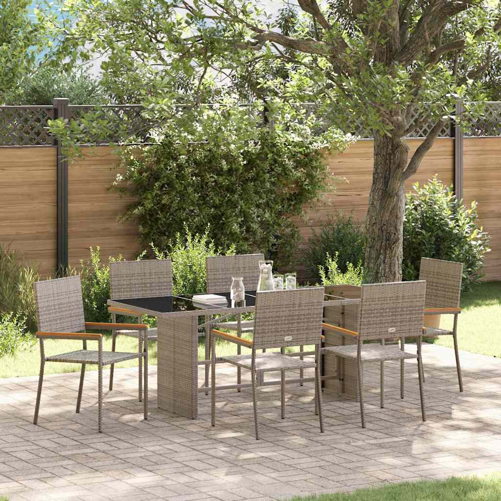 Conjunto De Comedor De Jardín 9 Pcs Ratán Sintético