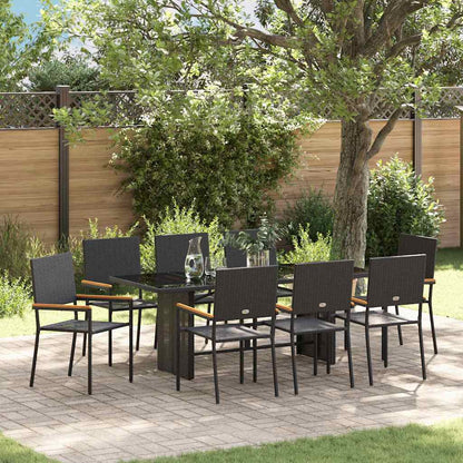 Conjunto De Comedor De Jardín 9 Pcs Ratán Sintético