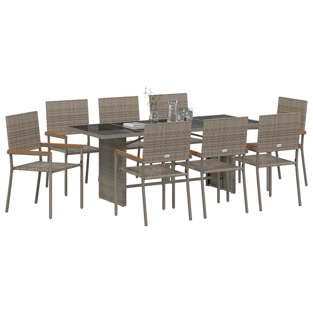 Conjunto De Comedor De Jardín 9 Pcs Ratán Sintético