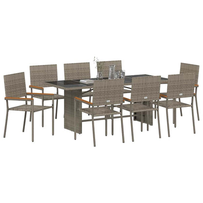 Conjunto De Comedor De Jardín 9 Pcs Ratán Sintético