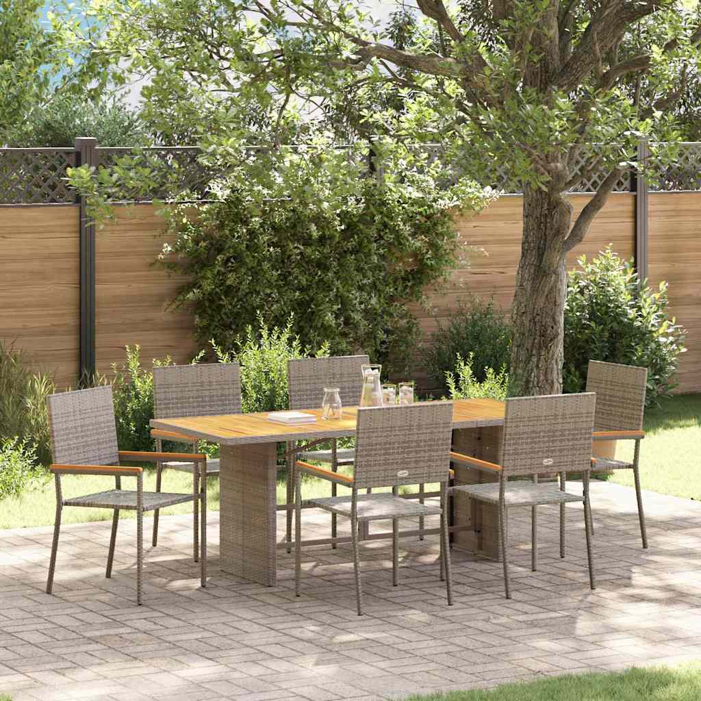 Conjunto De Comedor De Jardín 9 Pcs Ratán Sintético