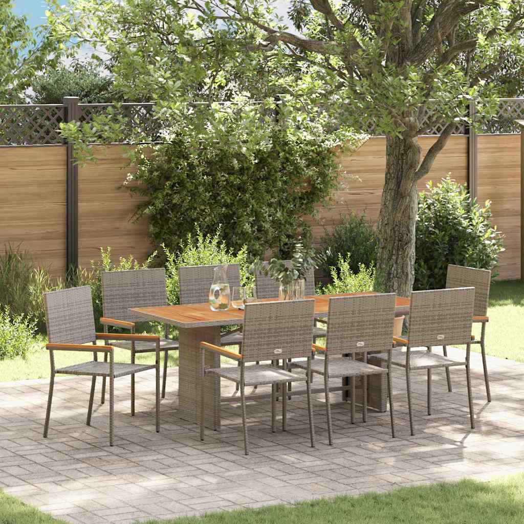 Conjunto De Comedor De Jardín 9 Pcs Ratán Sintético