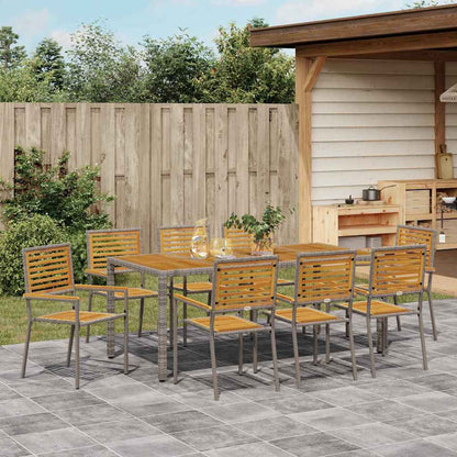 Conjunto De Comedor De Jardín 9 Pcs Y Marrón
