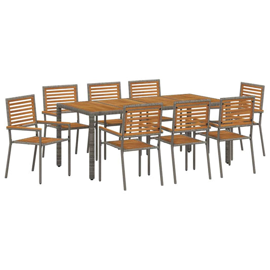 Conjunto De Comedor De Jardín 9 Pcs Y Marrón