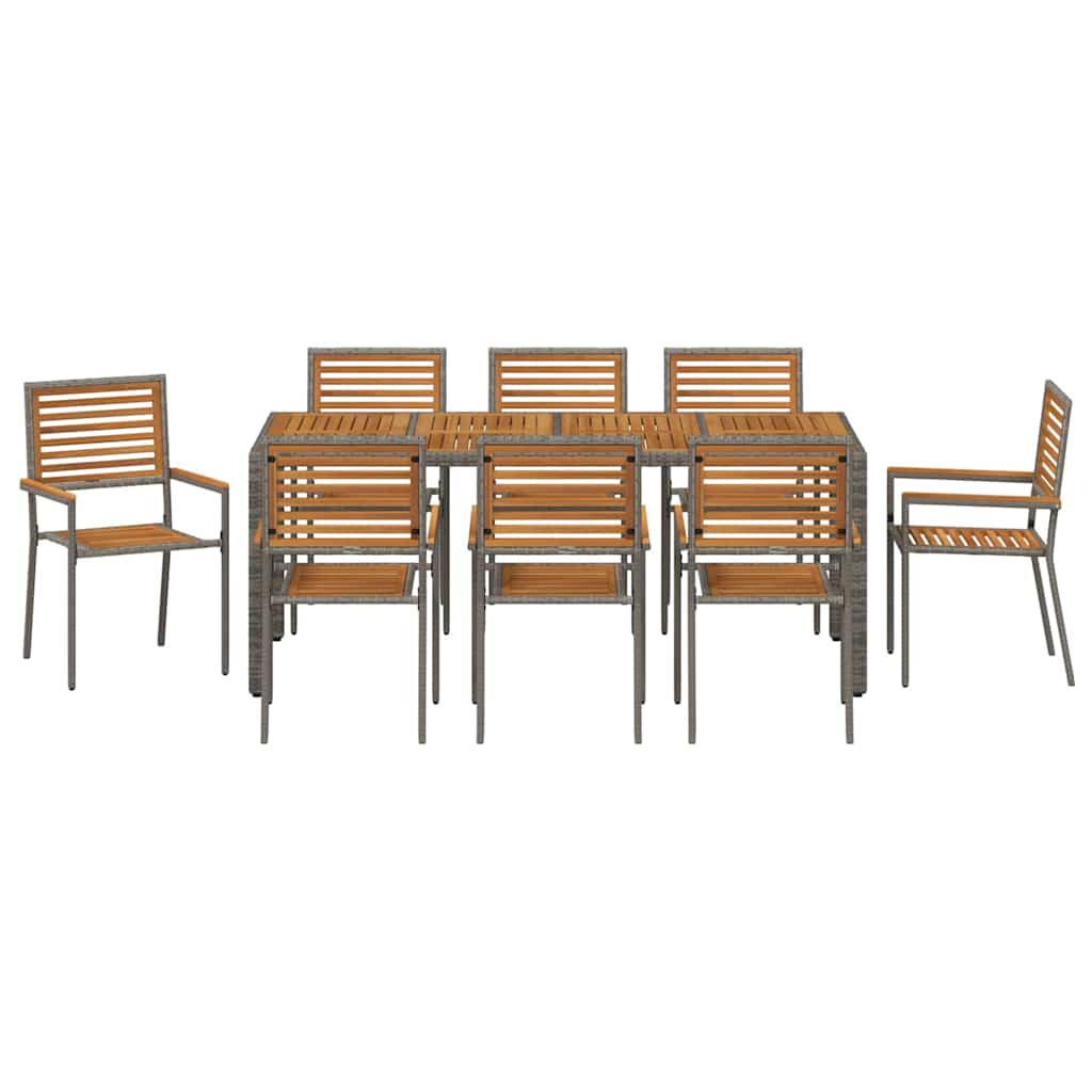 Conjunto De Comedor De Jardín 9 Pcs Y Marrón
