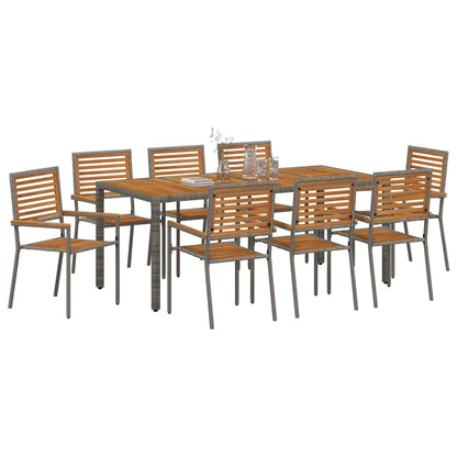 Conjunto De Comedor De Jardín 9 Pcs Y Marrón