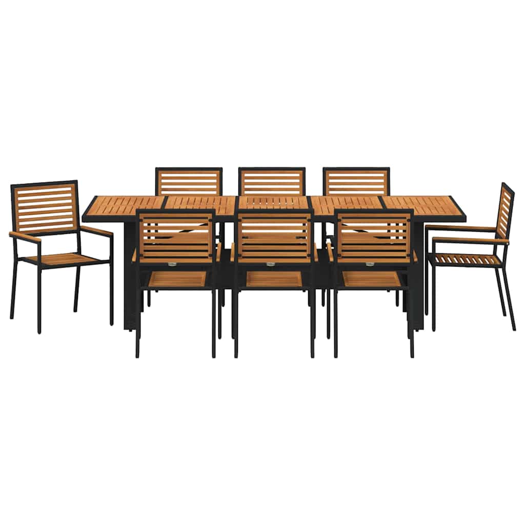 Conjunto De Comedor De Jardín 9 Pcs Y Marrón