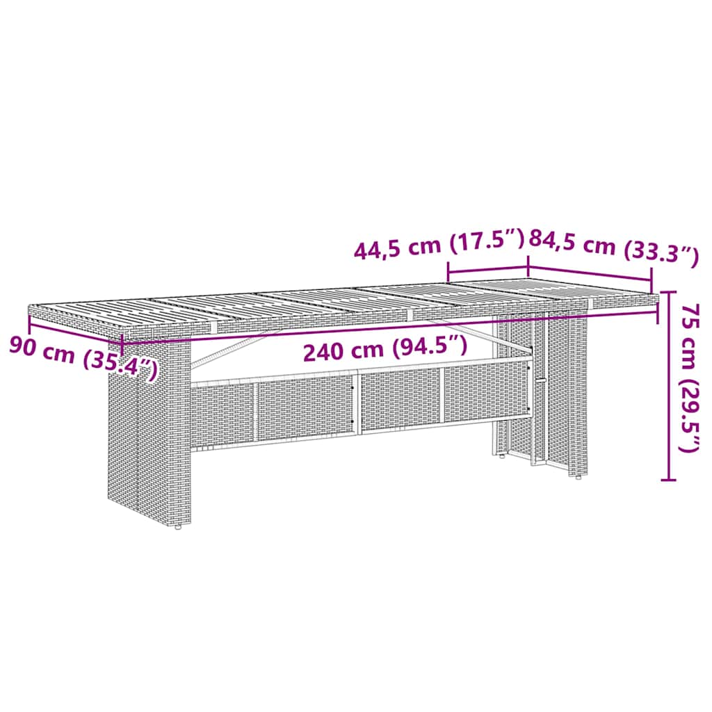 Conjunto De Comedor De Jardín 9 Pcs Y Marrón
