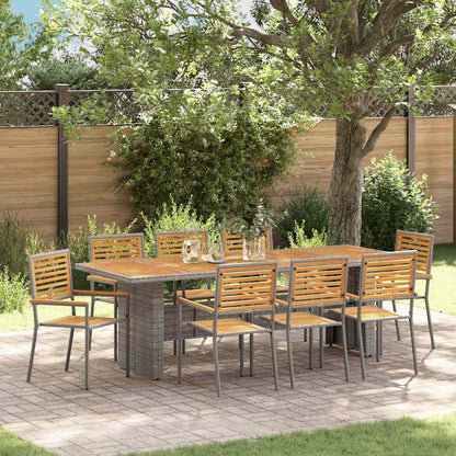 Conjunto De Comedor De Jardín 9 Pcs Y Marrón
