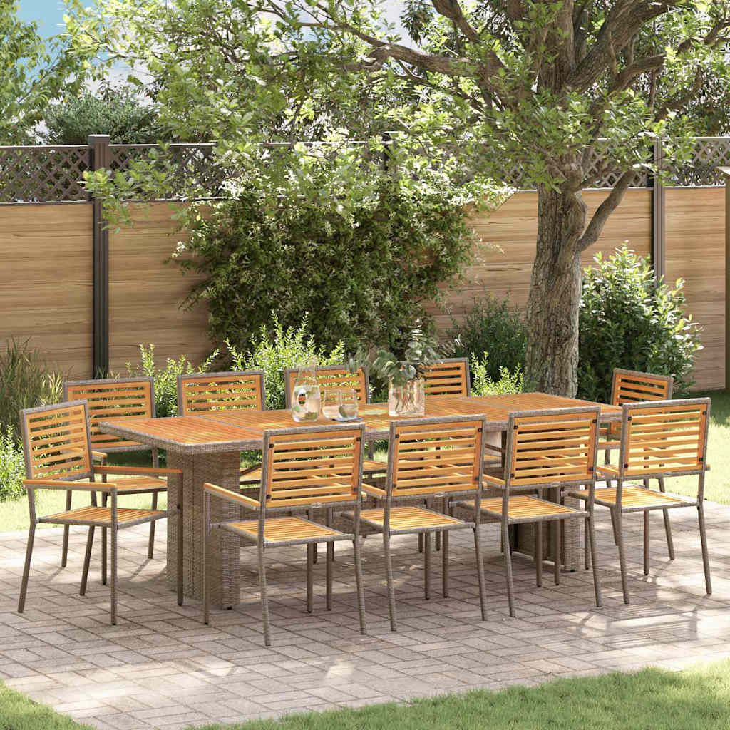 Conjunto De Comedor De Jardín 9 Pcs Y Marrón