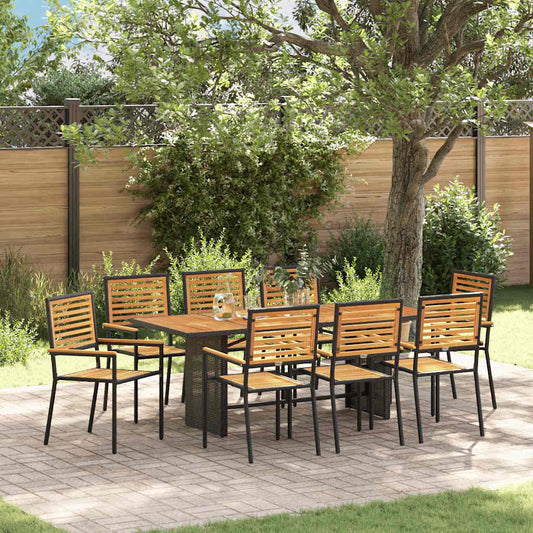 Conjunto De Comedor De Jardín 9 Pcs Y Marrón