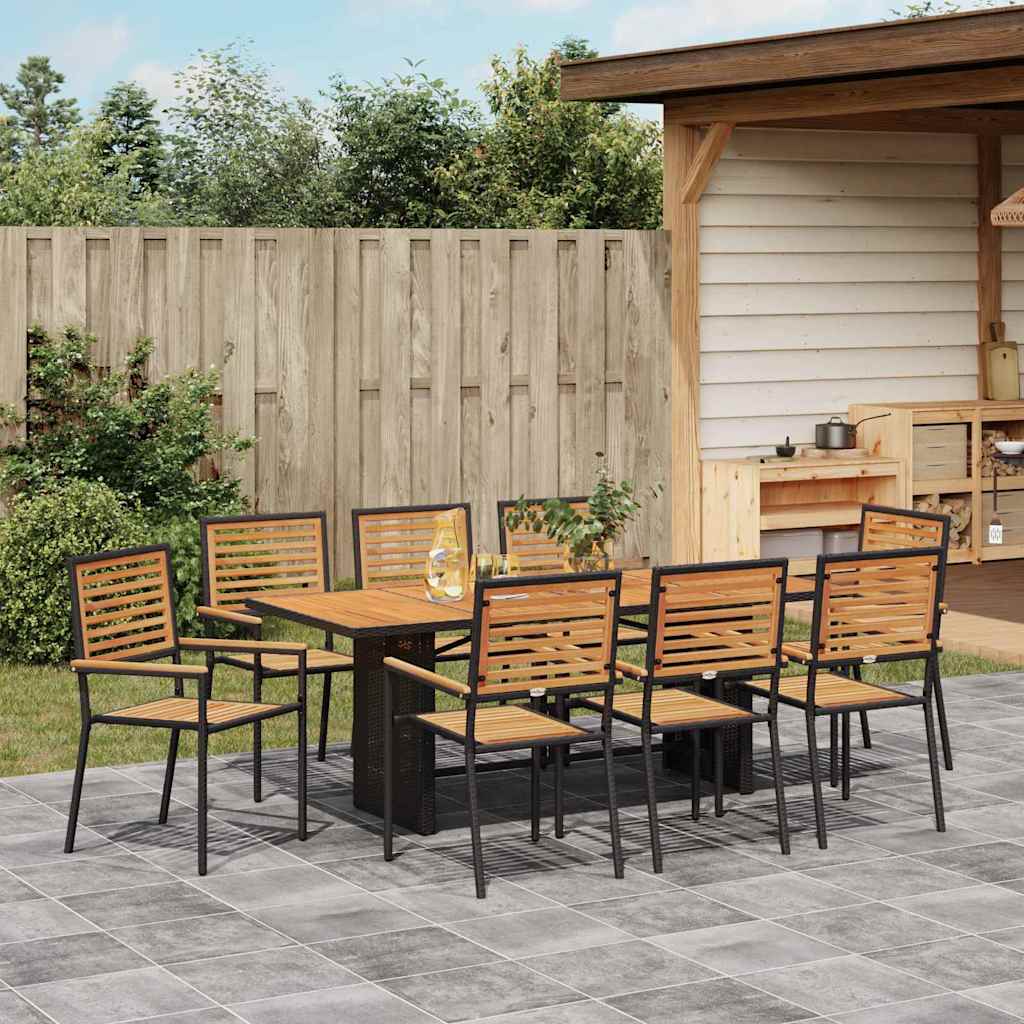 Conjunto De Comedor De Jardín 9 Pcs Y Marrón