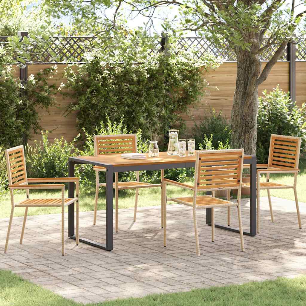 Conjunto De Comedor De Jardín 9 Pcs Y Marrón
