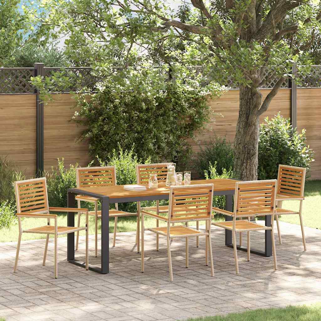 Conjunto De Comedor De Jardín 9 Pcs Y Marrón