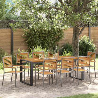 Conjunto De Comedor De Jardín 9 Pcs Y Marrón