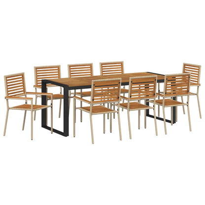 Conjunto De Comedor De Jardín 9 Pcs Y Marrón