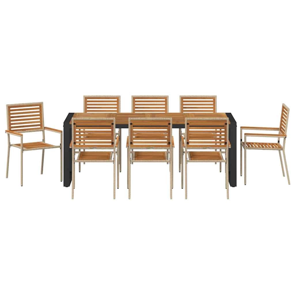 Conjunto De Comedor De Jardín 9 Pcs Y Marrón