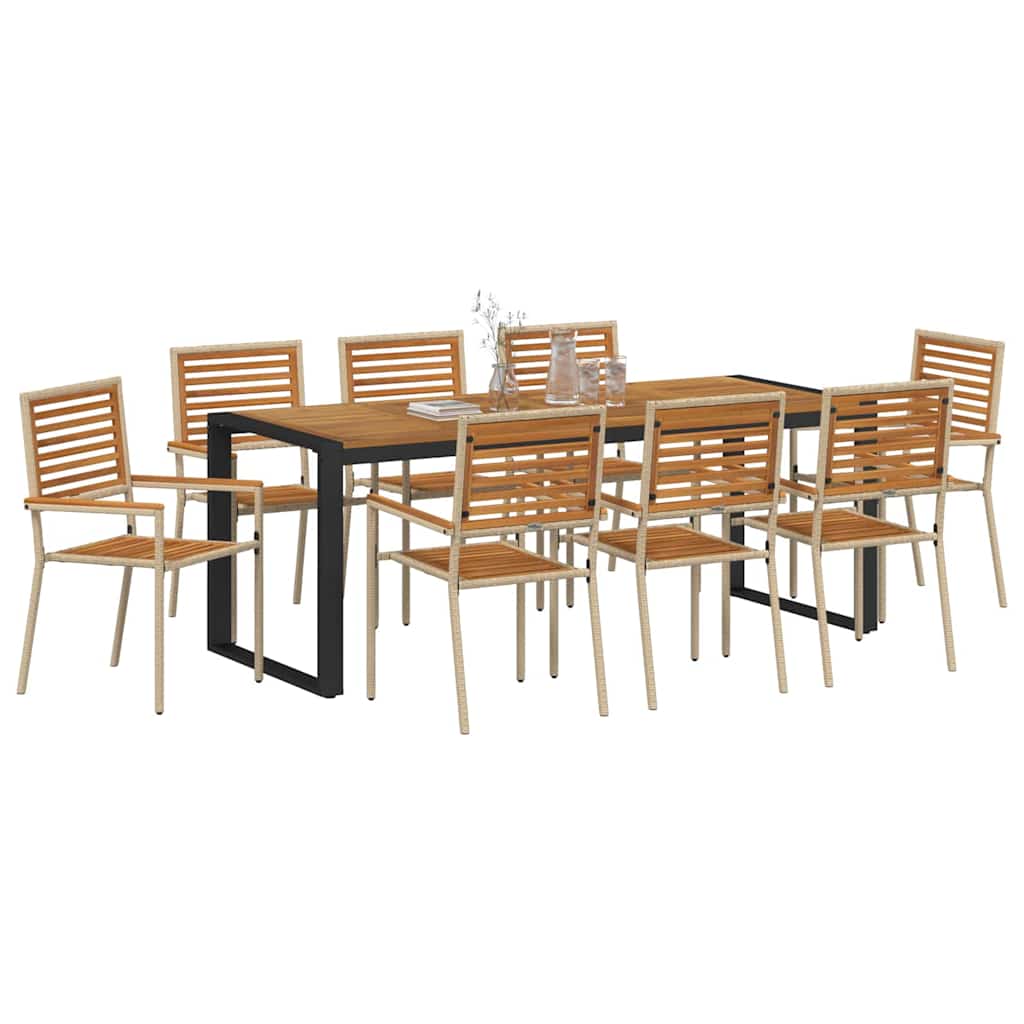 Conjunto De Comedor De Jardín 9 Pcs Y Marrón