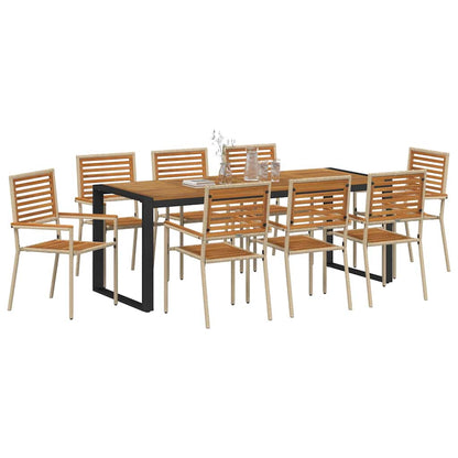 Conjunto De Comedor De Jardín 9 Pcs Y Marrón