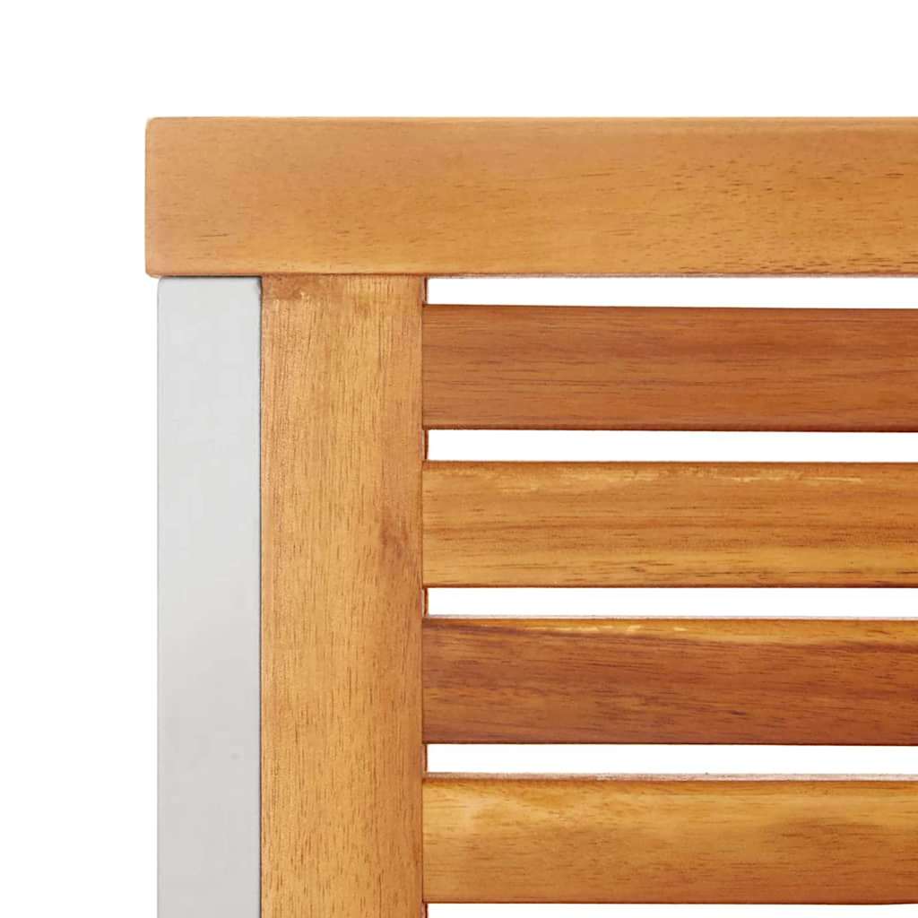Tumbona 3 Pcs Marrón Madera De Acacia Sólida Y Acero Inoxidable
