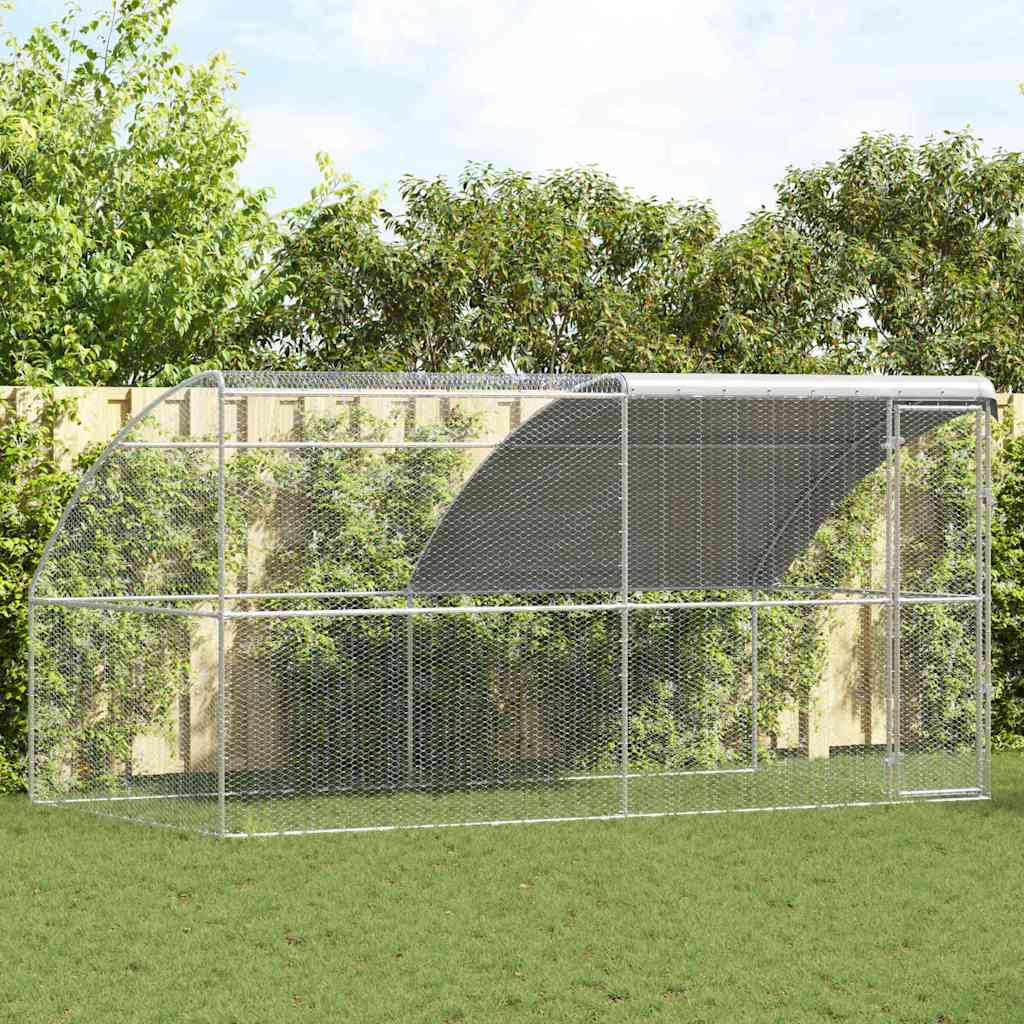 Jaula Para Pollos 3 Pcs Plateado 600 X 200 X 200 Cm Acero Y Pe