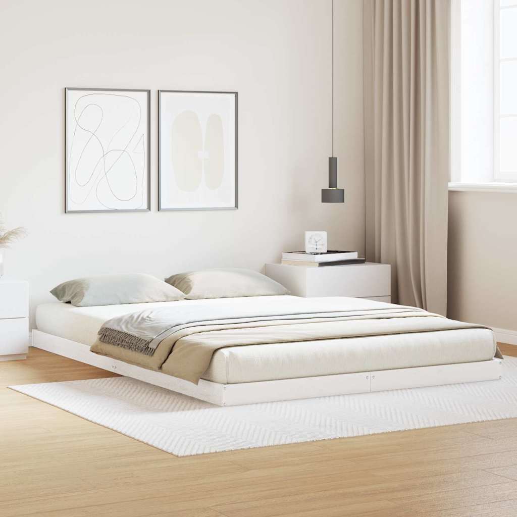 Estructura De Cama Sin Colchón Madera Maciza Marrón