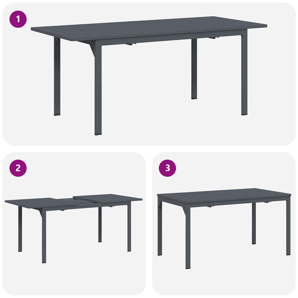 Mesa De Patio Antracita 180 X 80 X 74 Cm
