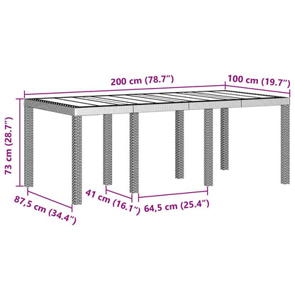 Mesa De Jardín 200 X 100 X 73 Cm Ratán Sintético