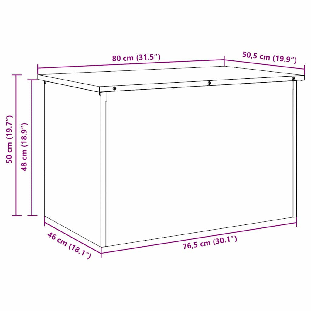 Caja De Almacenamiento Exterior 80 X 50,5 X 50 Cm Acero